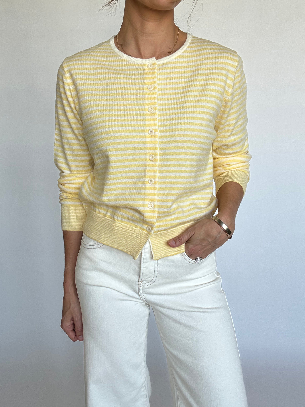 Butter Yellow Striped Cardigan
