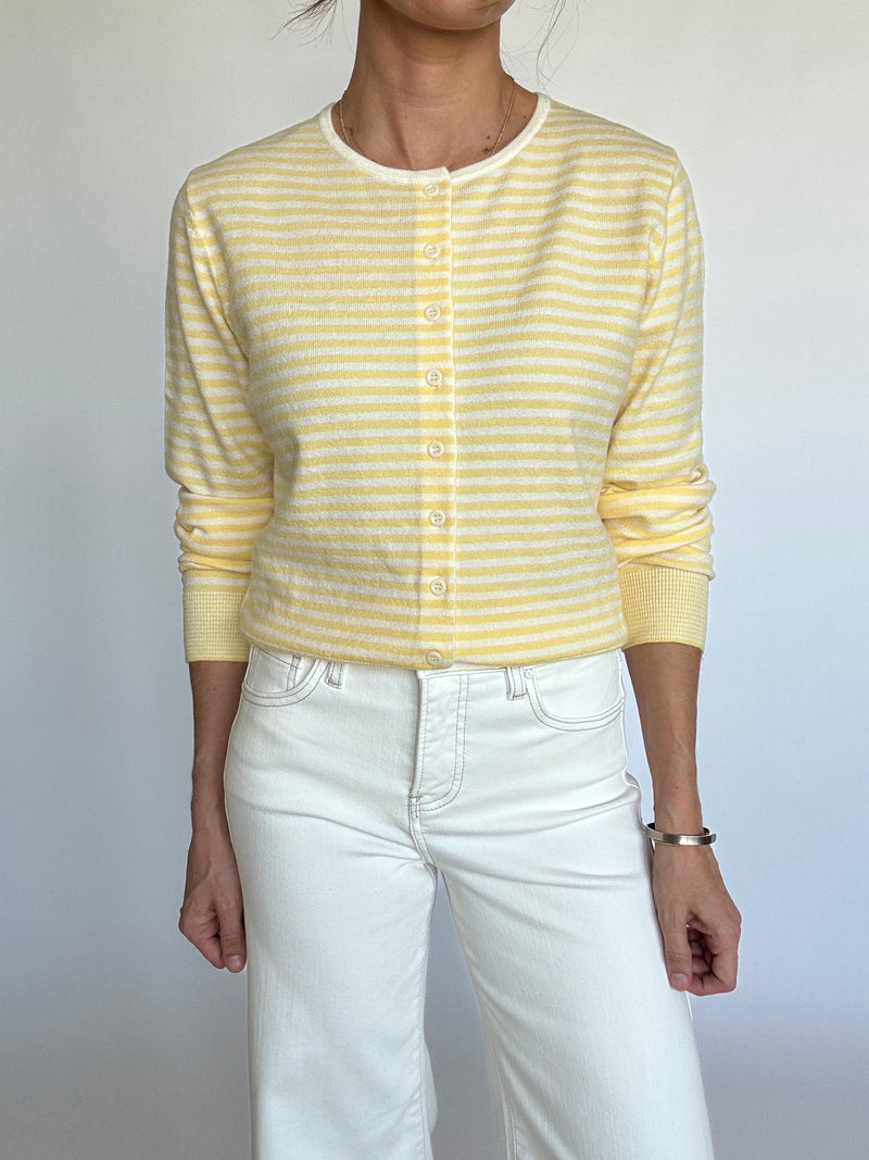 Butter Yellow Striped Cardigan
