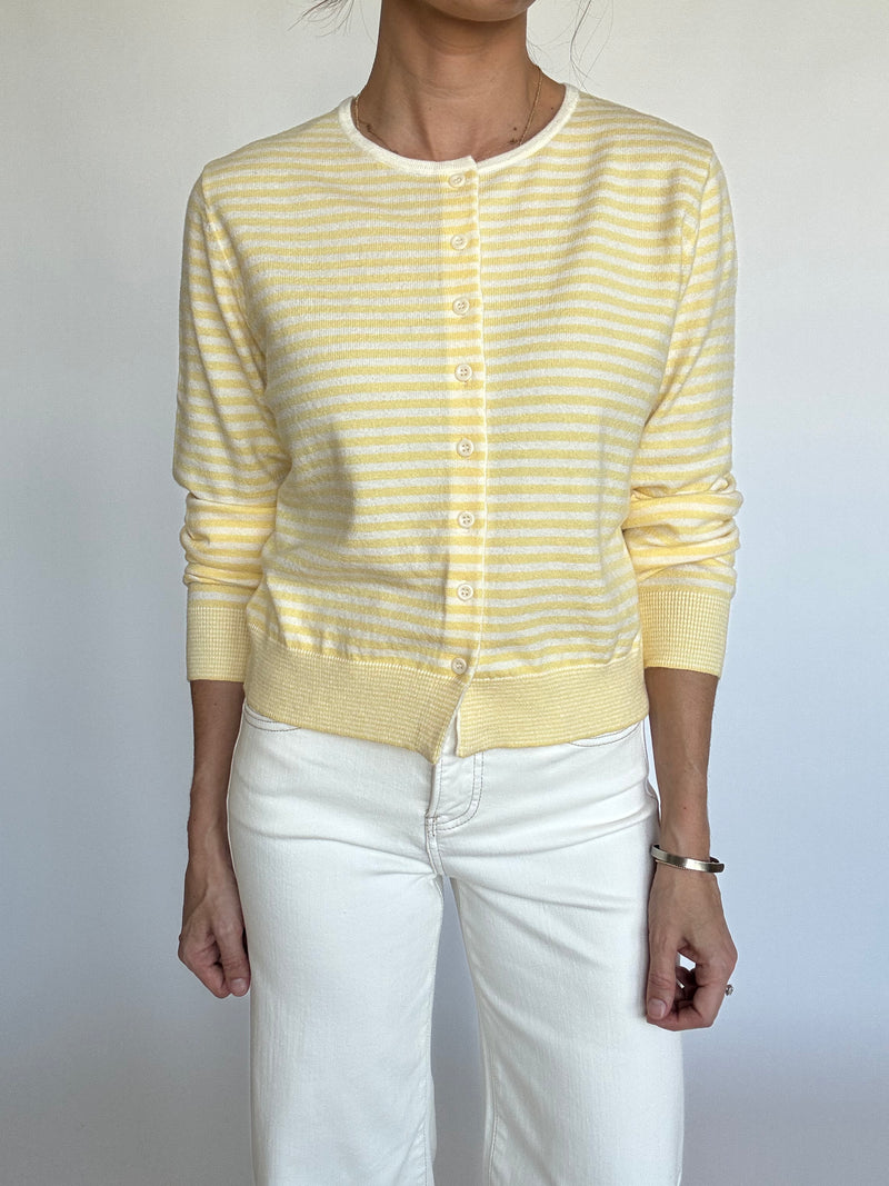 Butter Yellow Striped Cardigan