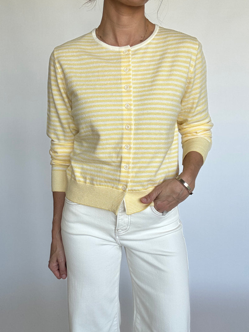 Butter Yellow Striped Cardigan