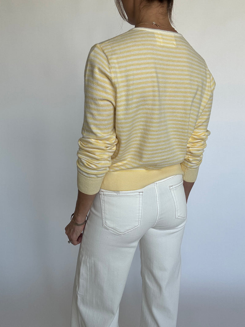 Butter Yellow Striped Cardigan