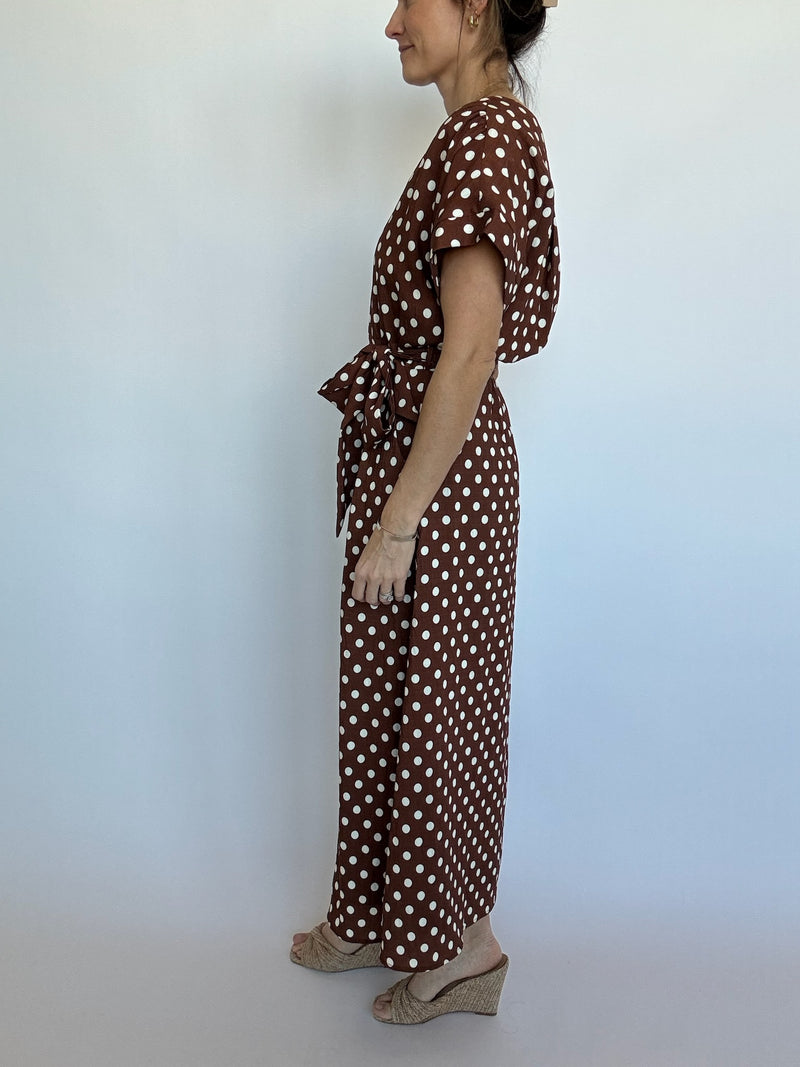 Chocolate Polka Dot Maxi Dress