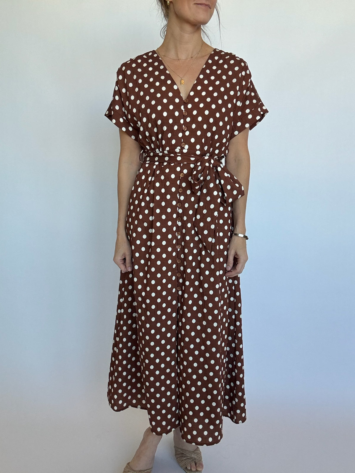 Chocolate Polka Dot Maxi Dress