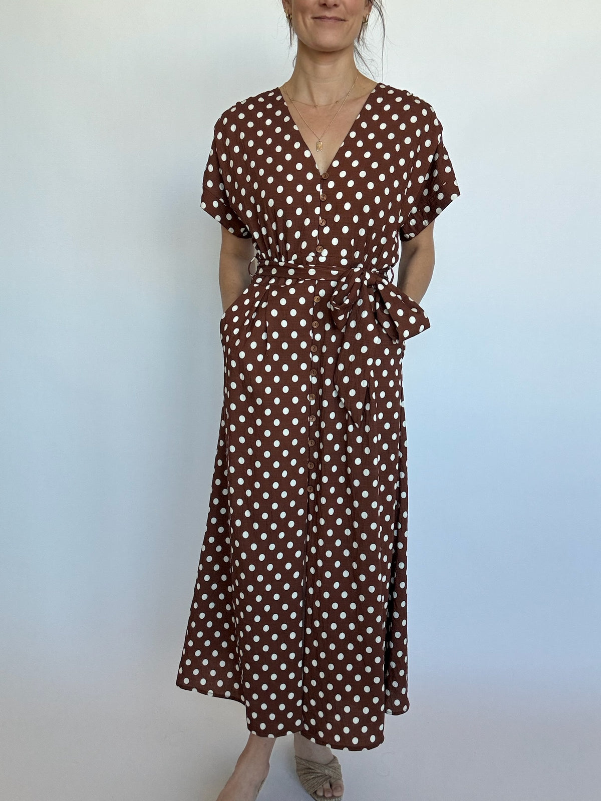 Chocolate Polka Dot Maxi Dress