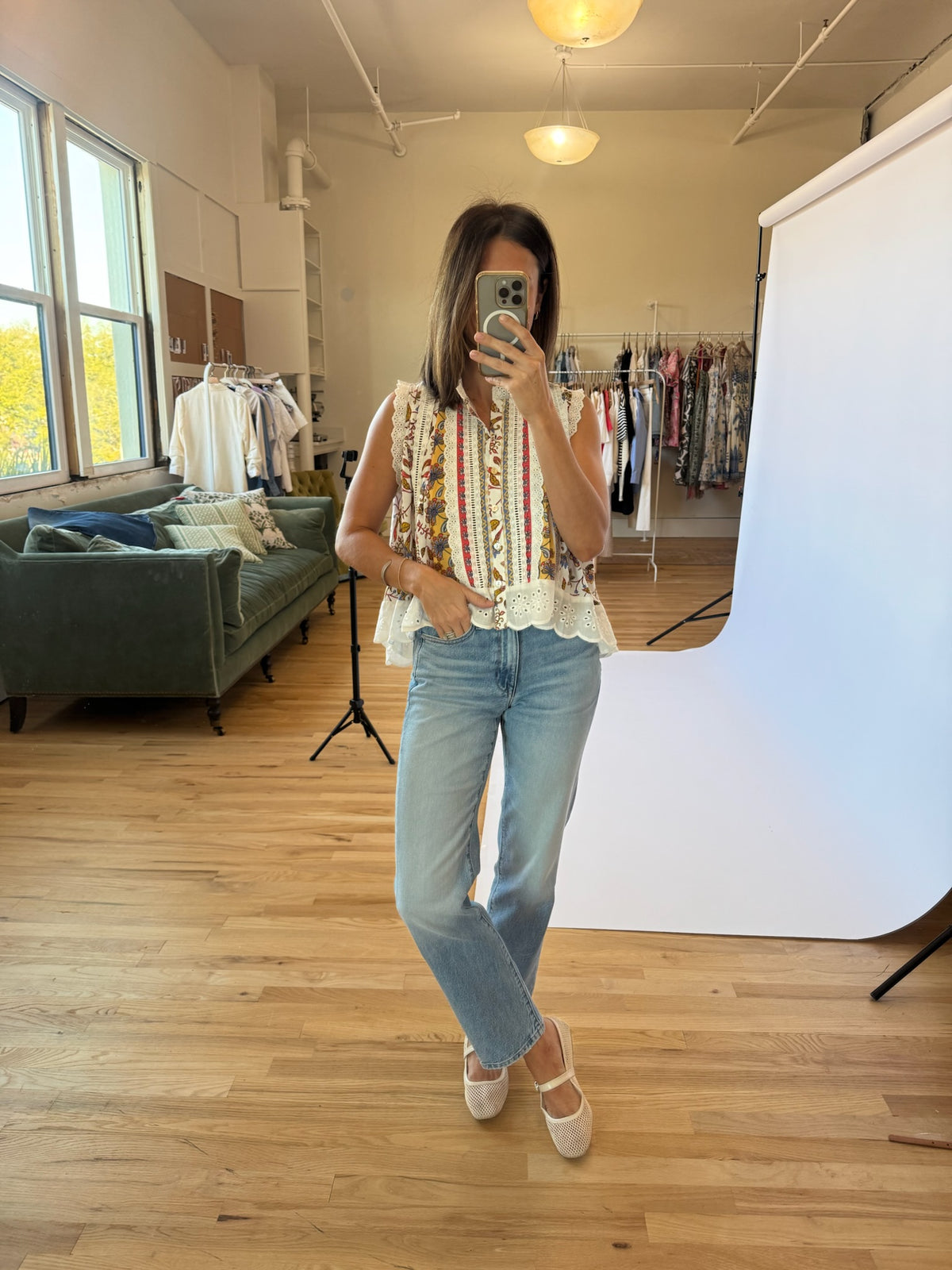 PREORDER | Cleo Breezy Eyelet Trim Top | EST SHIP DATE 2/27