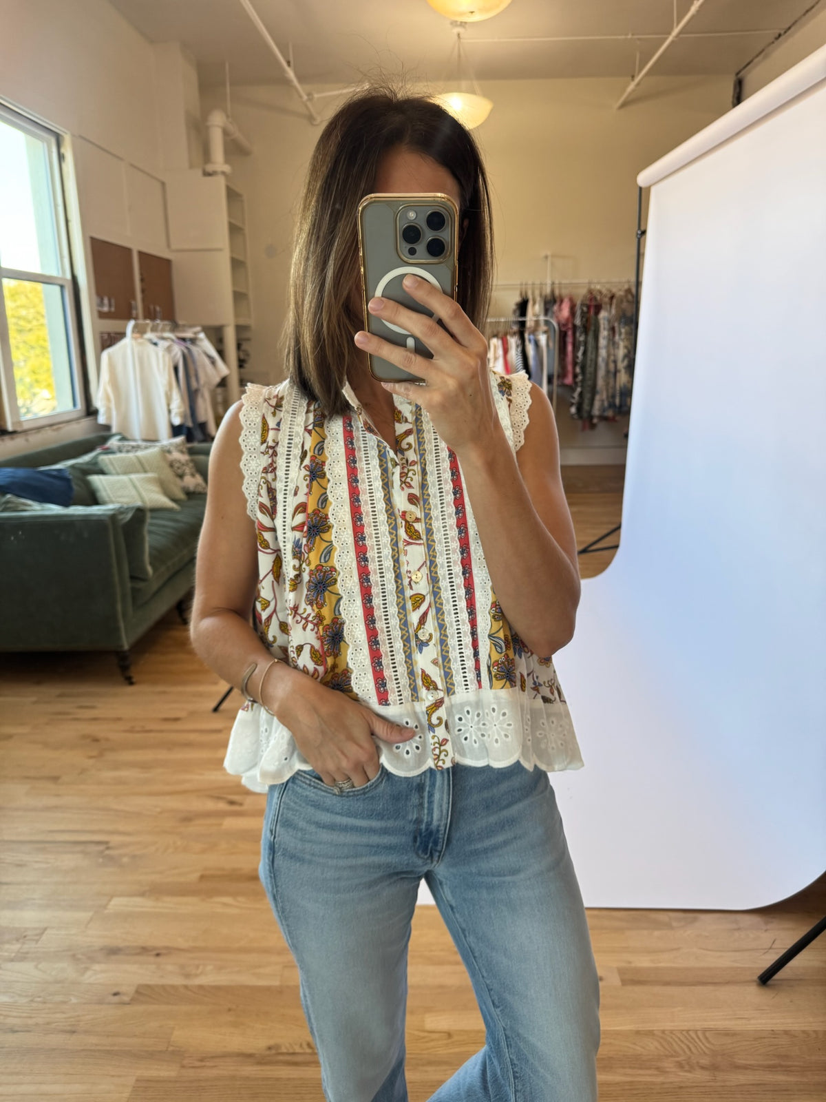 PREORDER | Cleo Breezy Eyelet Trim Top | EST SHIP DATE 2/27