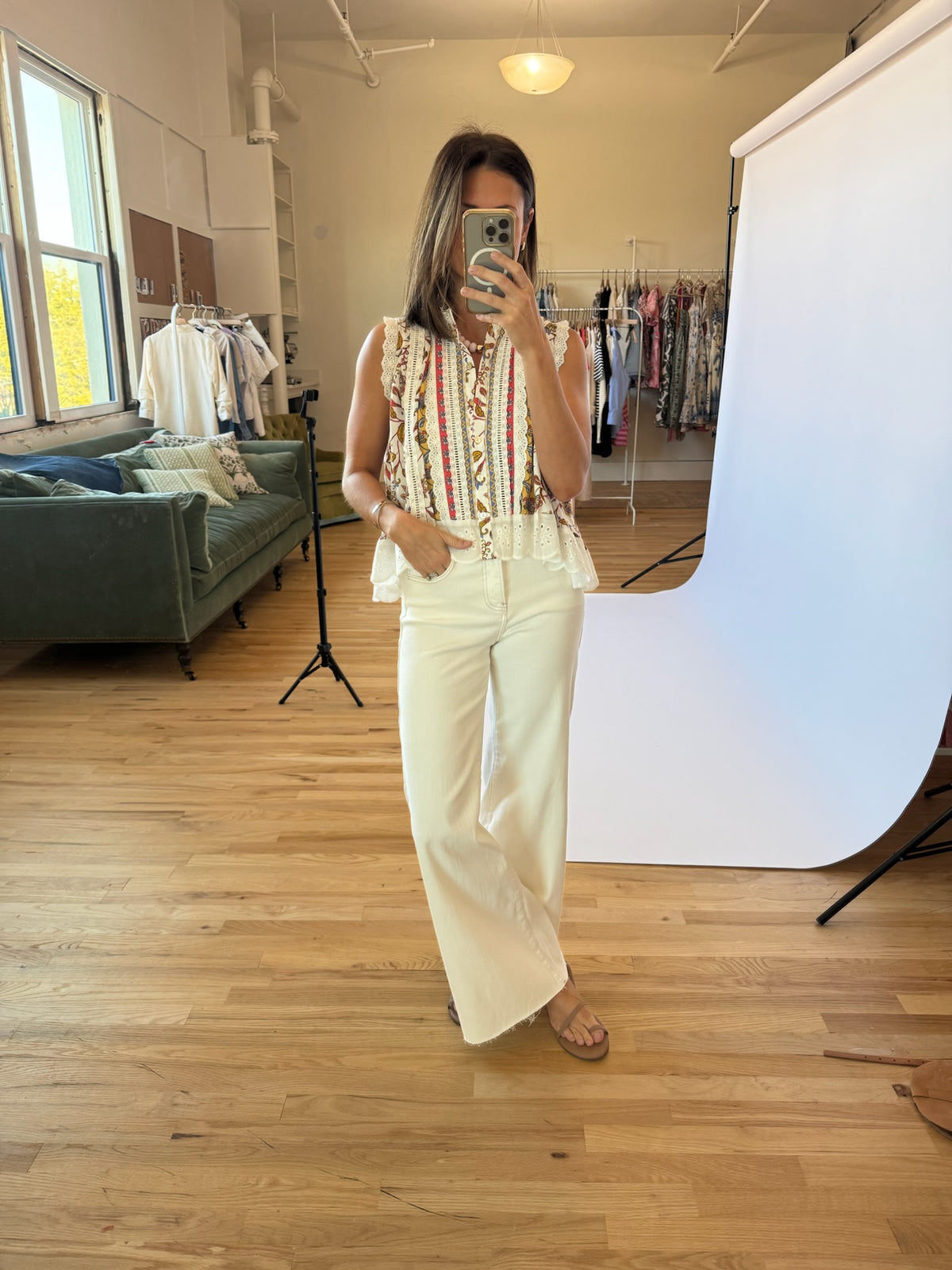 PREORDER | Cleo Breezy Eyelet Trim Top | EST SHIP DATE 2/27