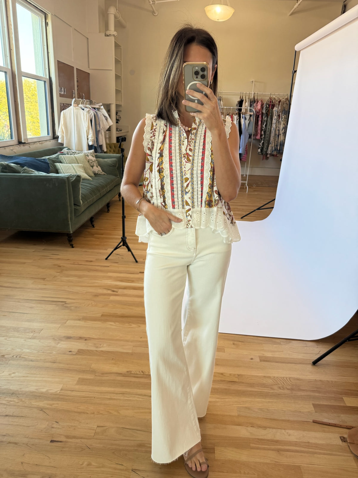 PREORDER | Cleo Breezy Eyelet Trim Top | EST SHIP DATE 2/27