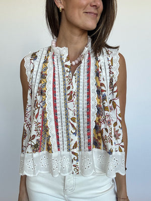 PREORDER | Cleo Breezy Eyelet Trim Top | EST SHIP DATE APRIL 30th