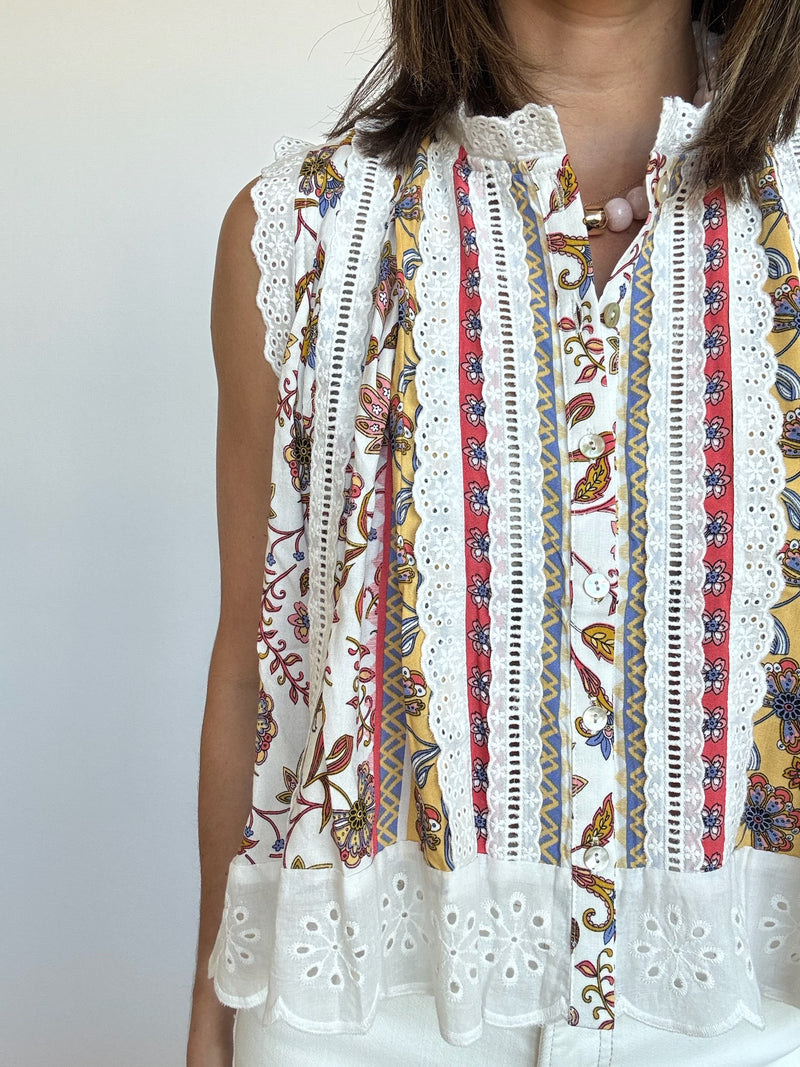 PREORDER | Cleo Breezy Eyelet Trim Top | EST SHIP DATE APRIL 30th