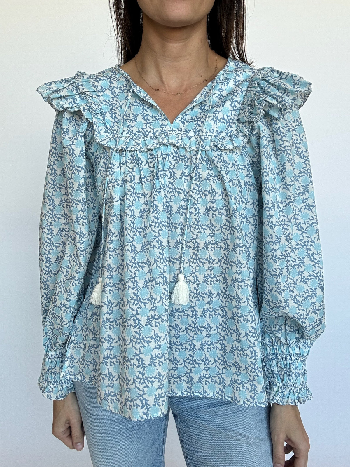 Carina Floral Ruffle Yoke Blouse