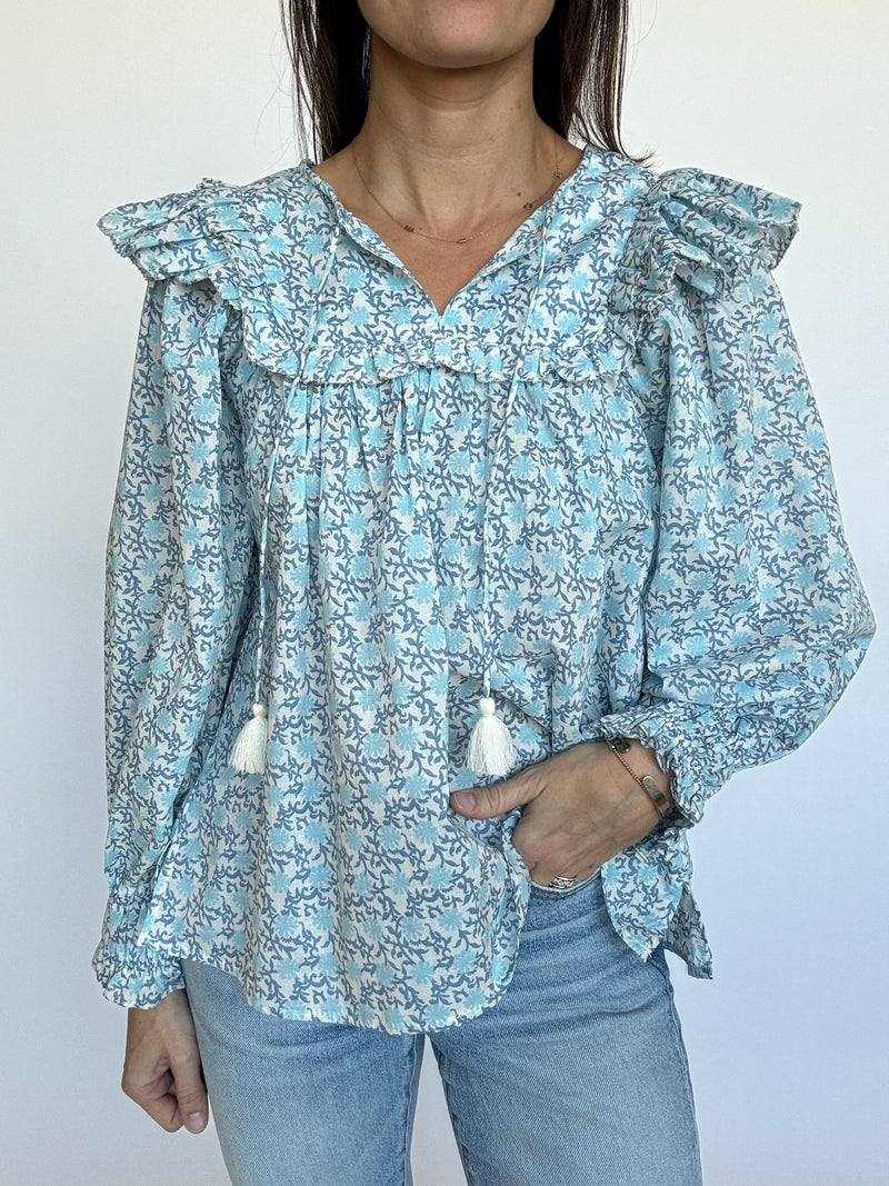 Carina Floral Ruffle Yoke Blouse