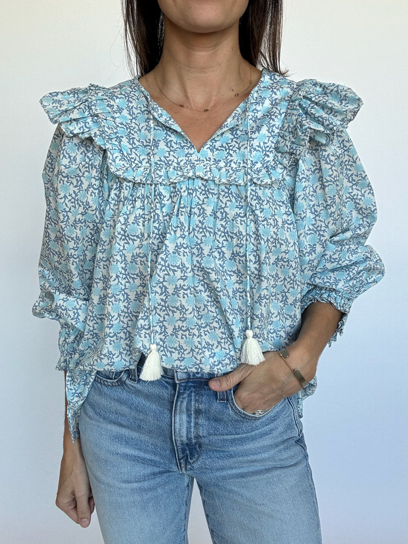 Carina Floral Ruffle Yoke Blouse