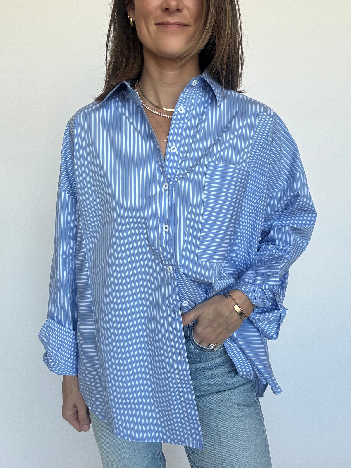 Noah Everyday Button Down - Blue Pinstripe