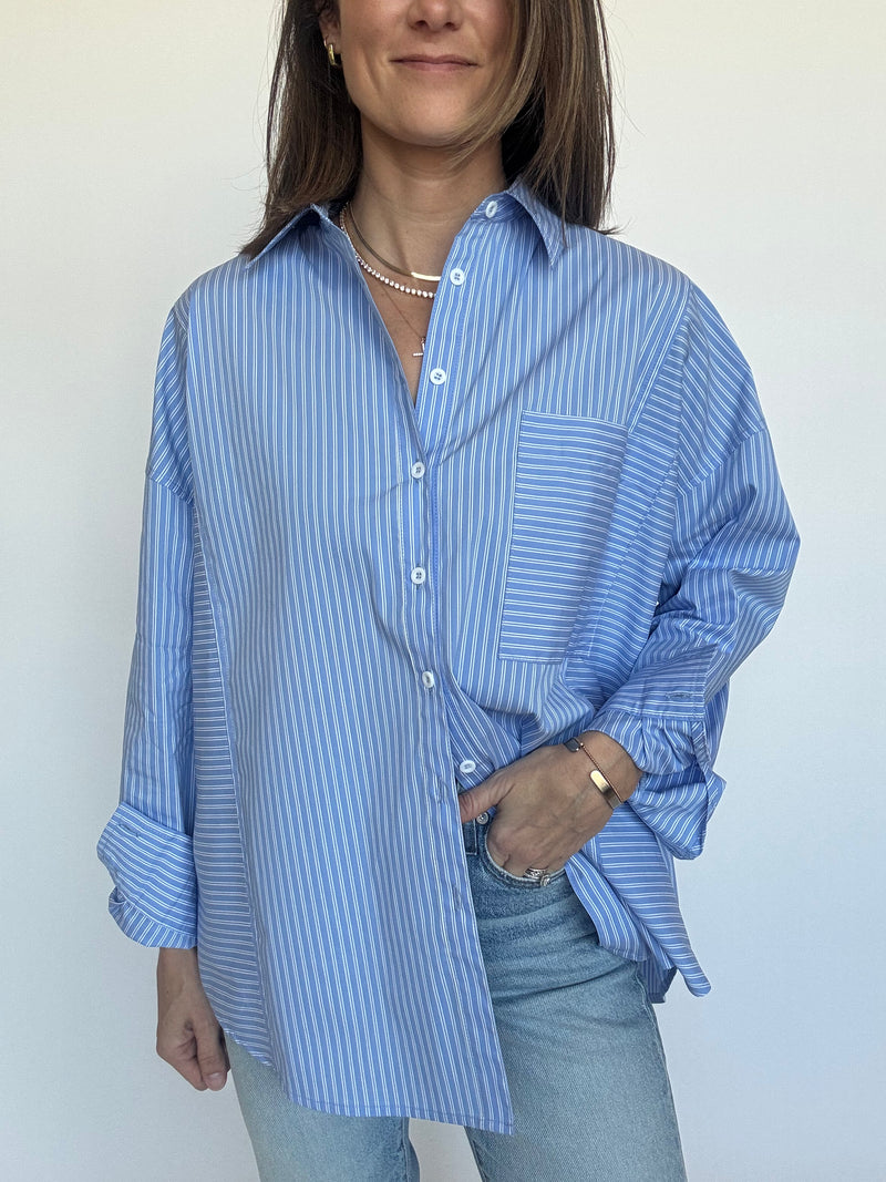 PREORDER | Noah Everyday Button Down - Blue Pinstripe | EST SHIP DATE 5/22