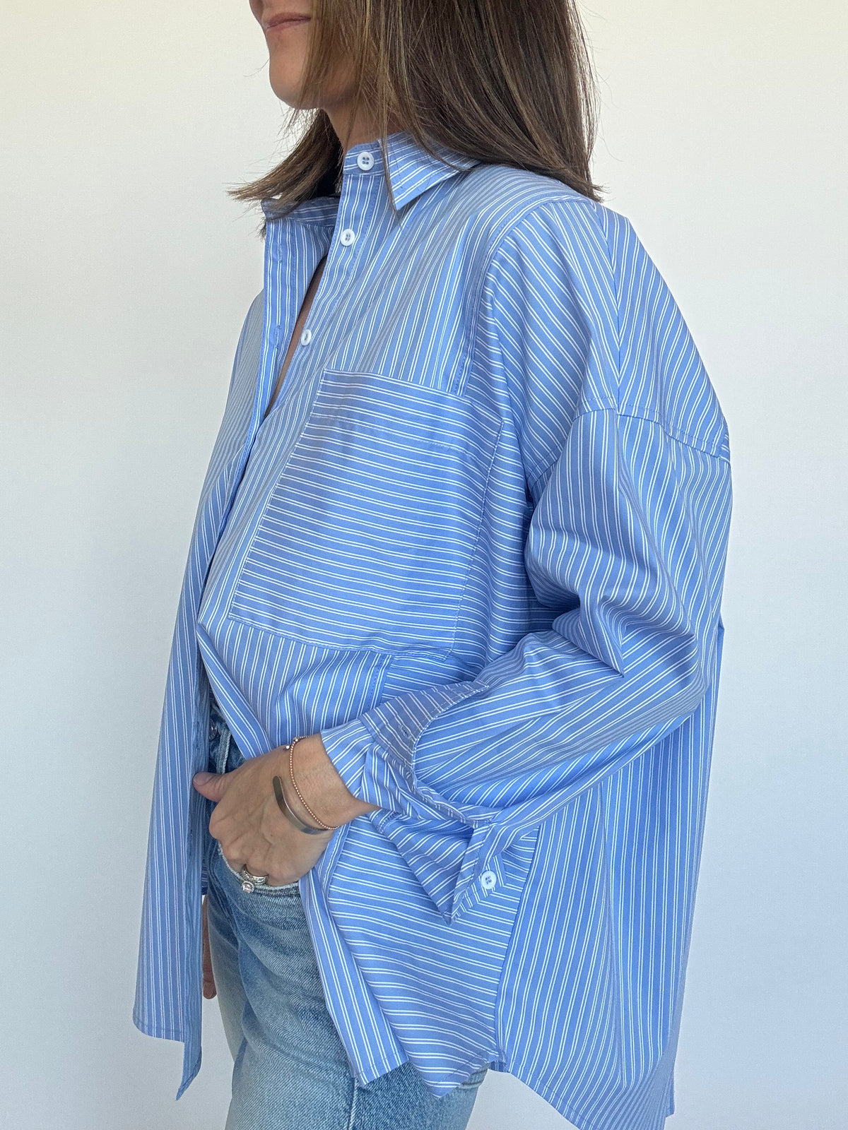 Noah Everyday Button Down - Blue Pinstripe