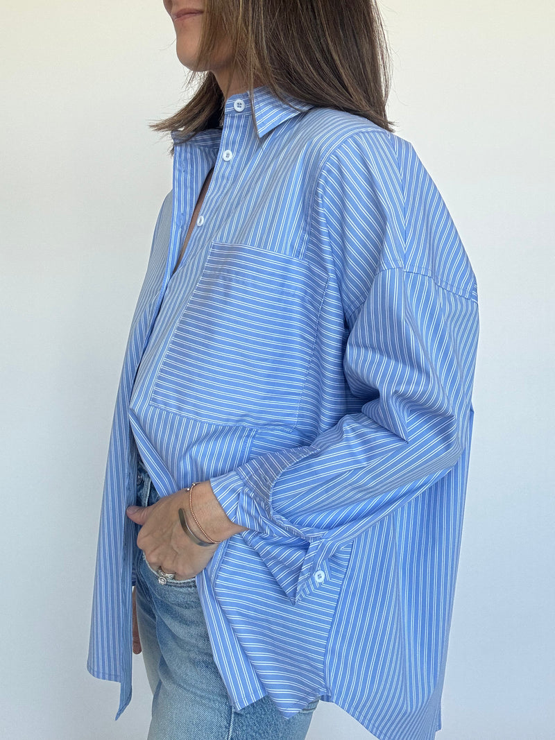 PREORDER | Noah Everyday Button Down - Blue Pinstripe | EST SHIP DATE 5/22