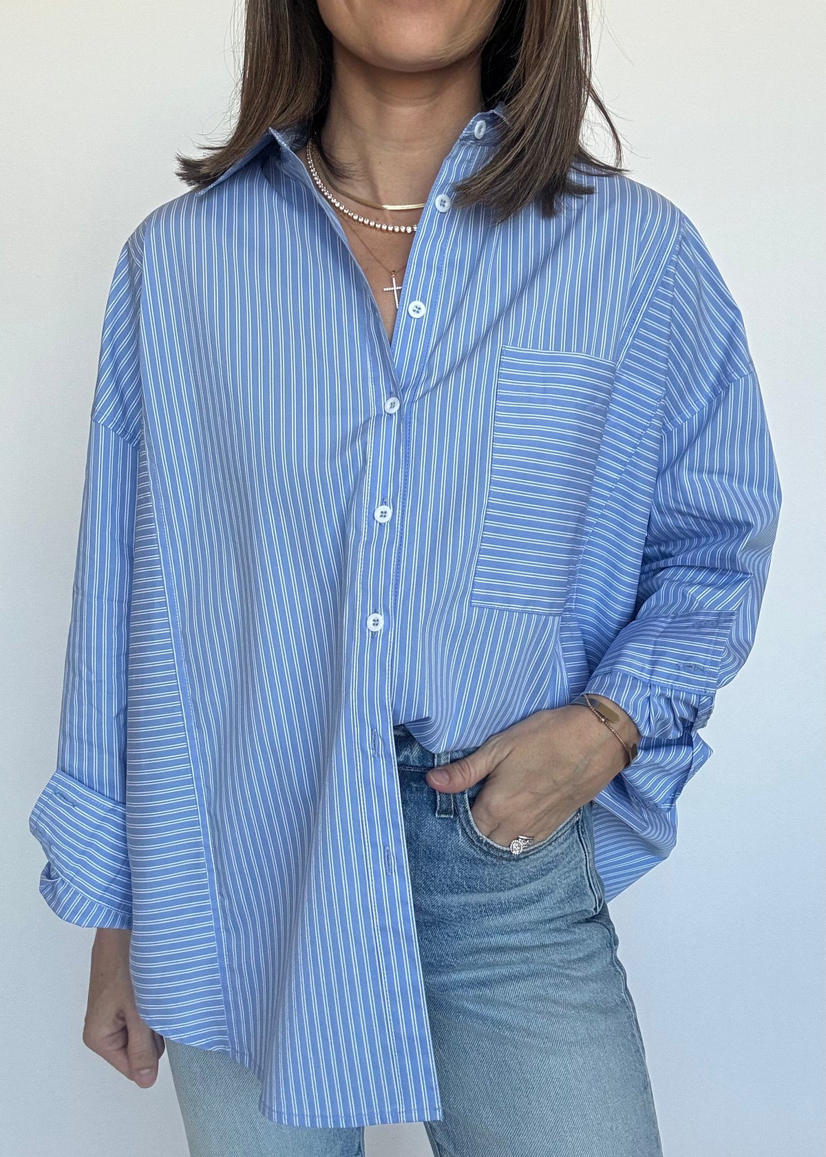 Noah Everyday Button Down - Blue Pinstripe