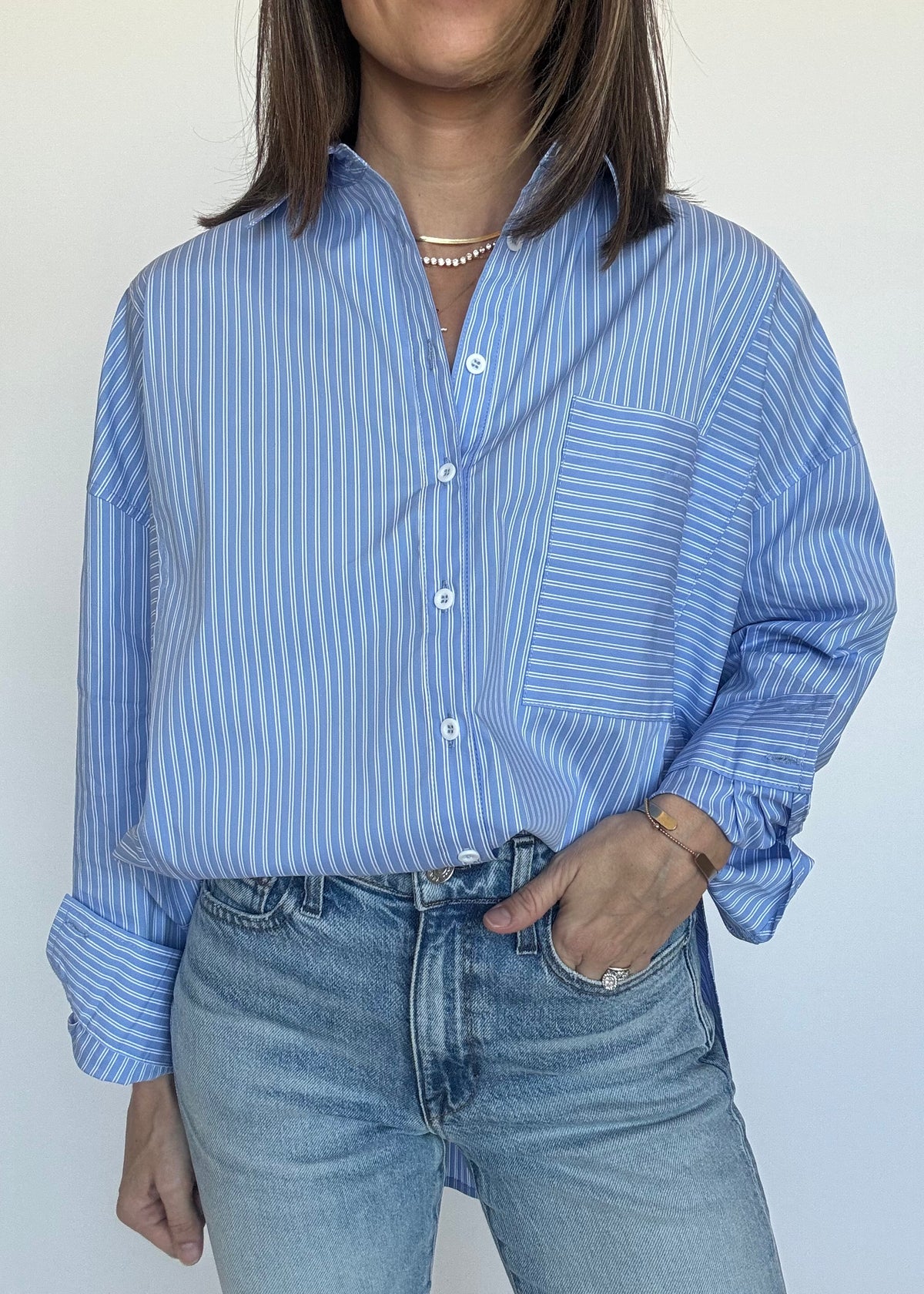 Noah Everyday Button Down - Blue Pinstripe