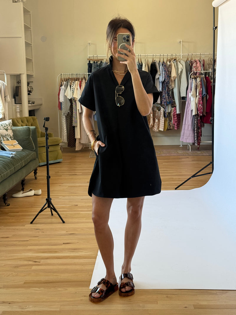 Greer Classic Collared Poplin Dress - Black