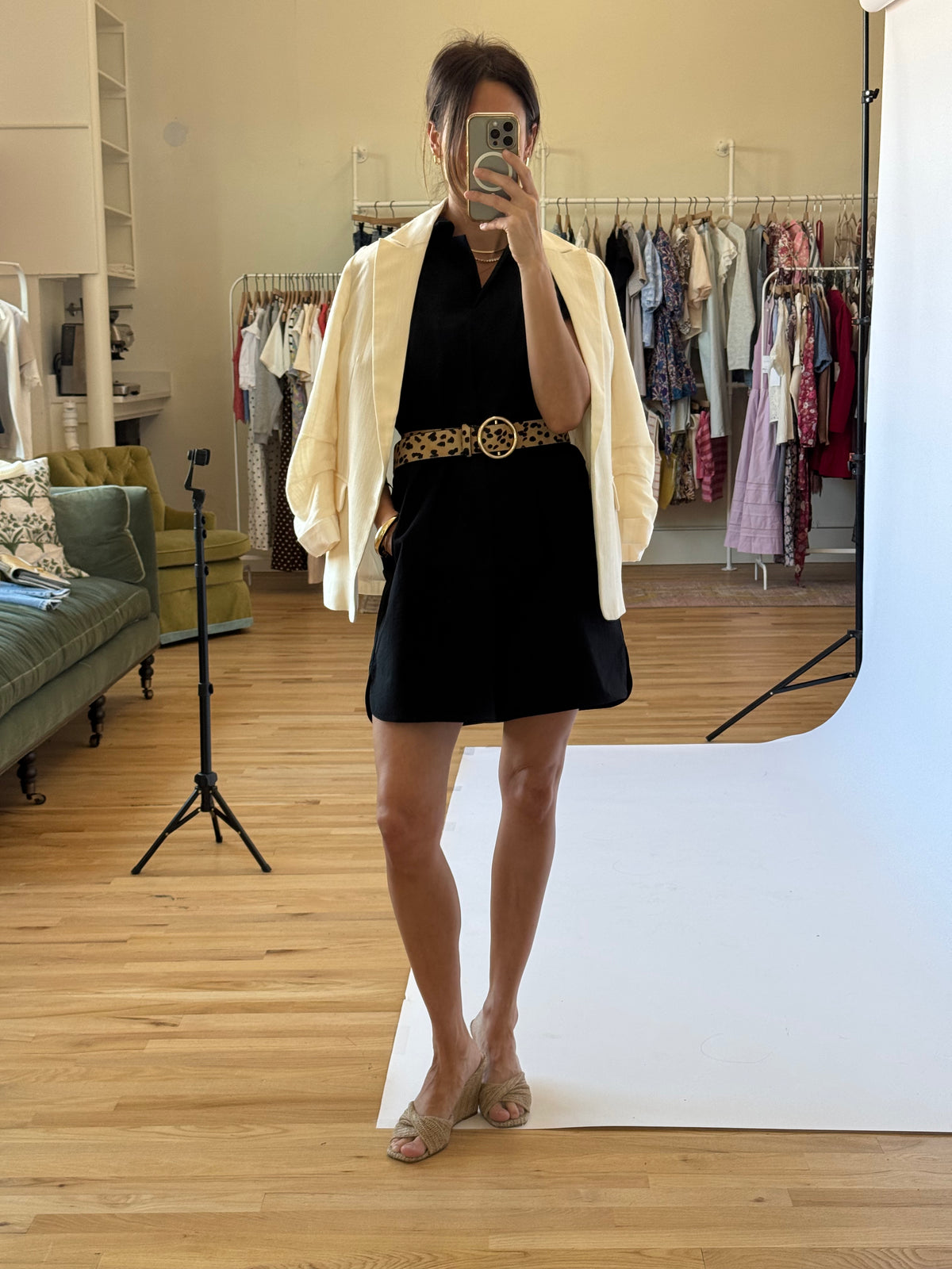 PREORDER | Greer Classic Collared Poplin Dress - Black | EST SHIP DATE 2/20