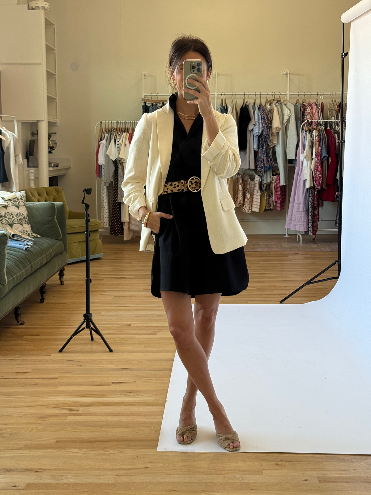 PREORDER | Greer Classic Collared Poplin Dress - Black | EST SHIP DATE 2/20