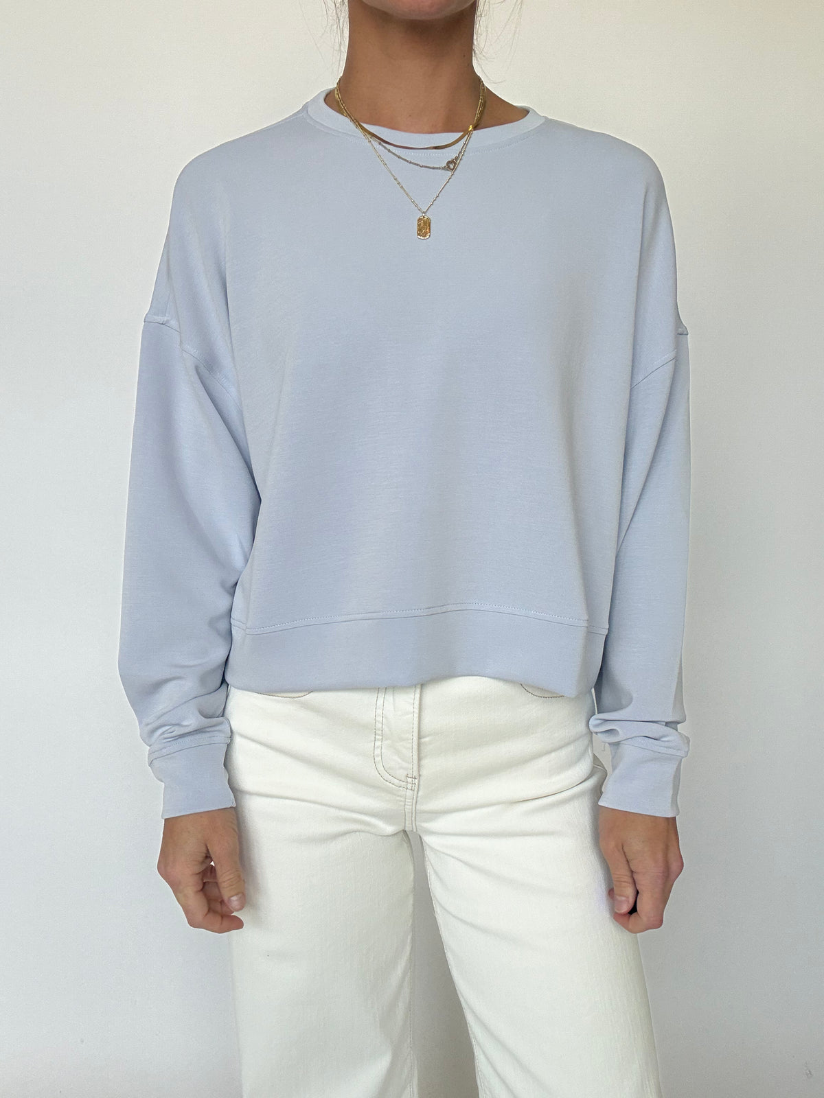 Carmen Pullover Sweatshirt - Light Blue