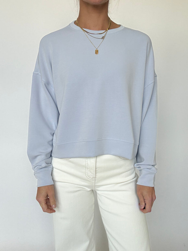 Carmen Pullover Sweatshirt - Light Blue