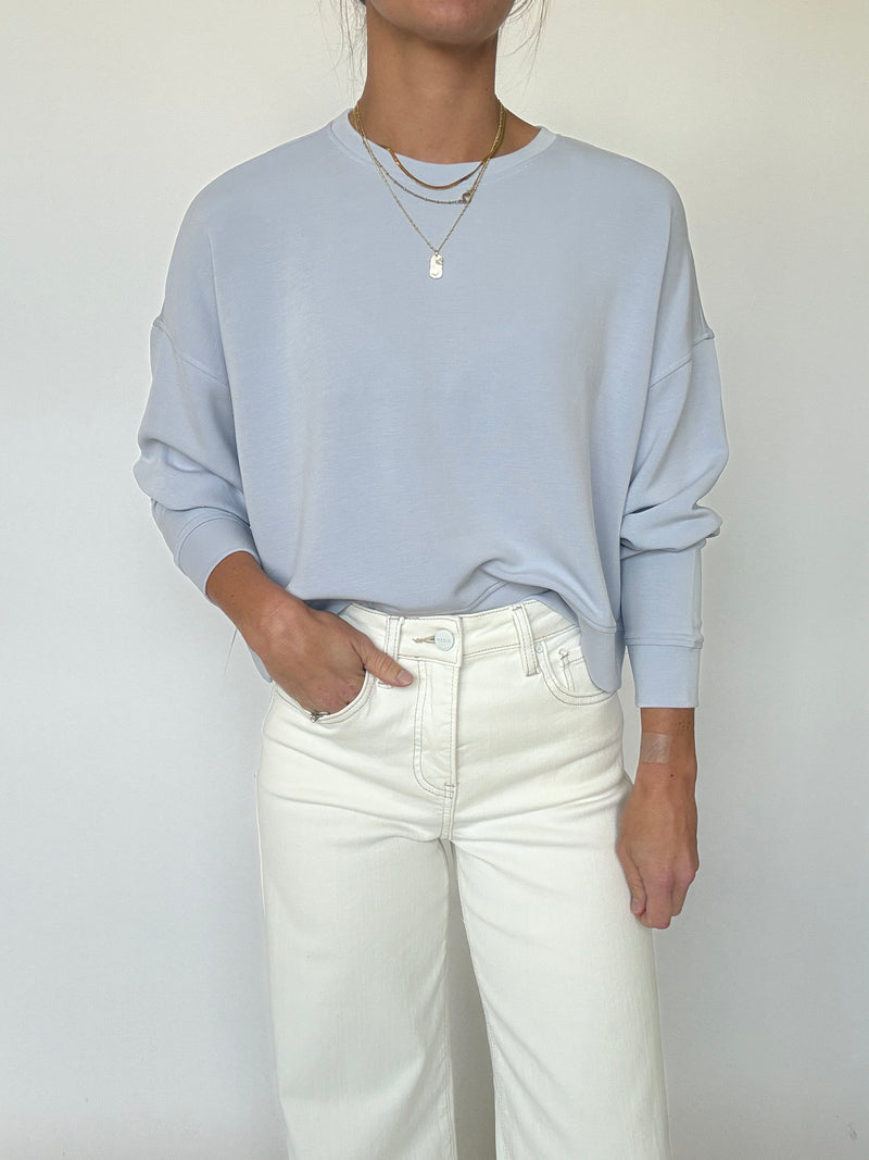 Carmen Pullover Sweatshirt - Light Blue