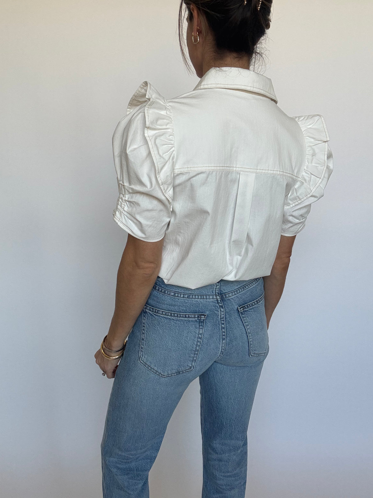 Greta Off White Denim Top