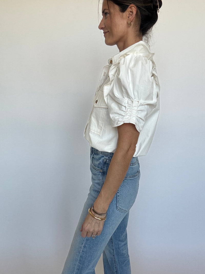 Greta Off White Denim Top
