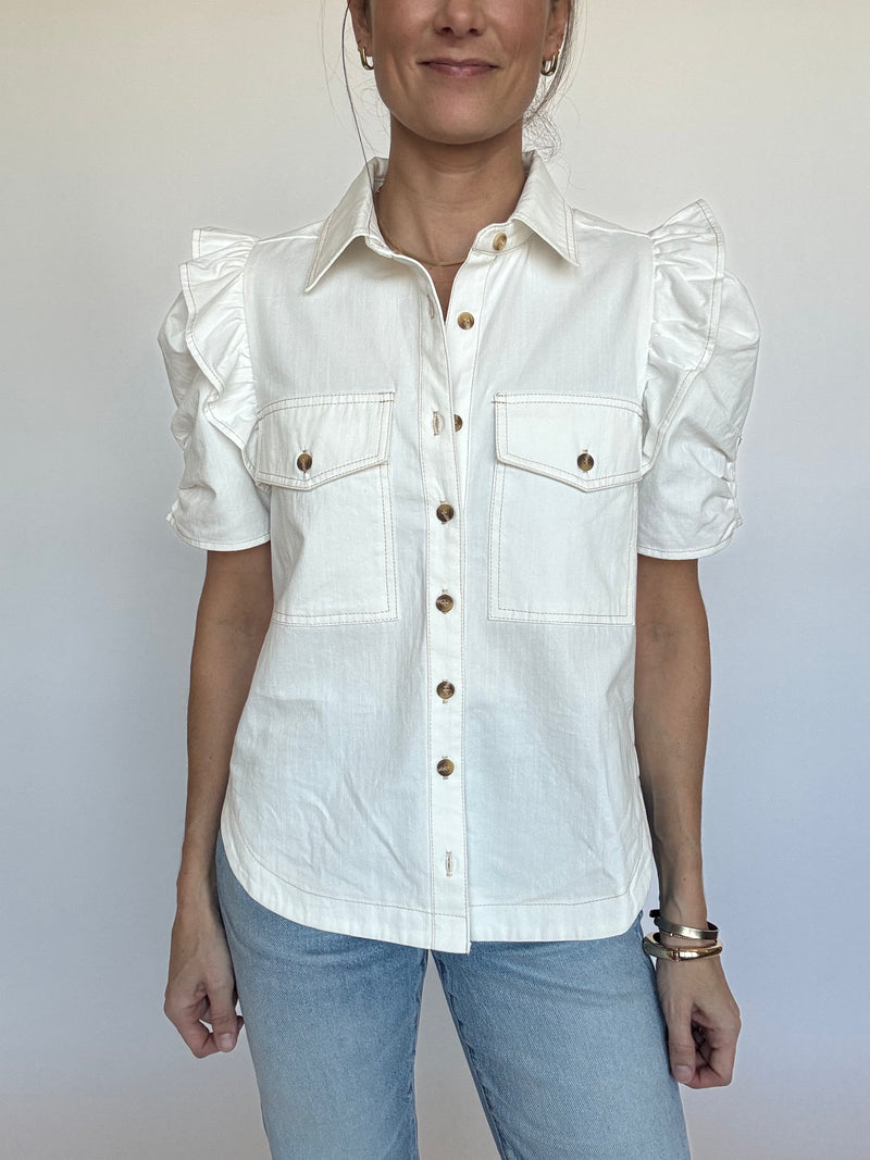 Greta Off White Denim Top