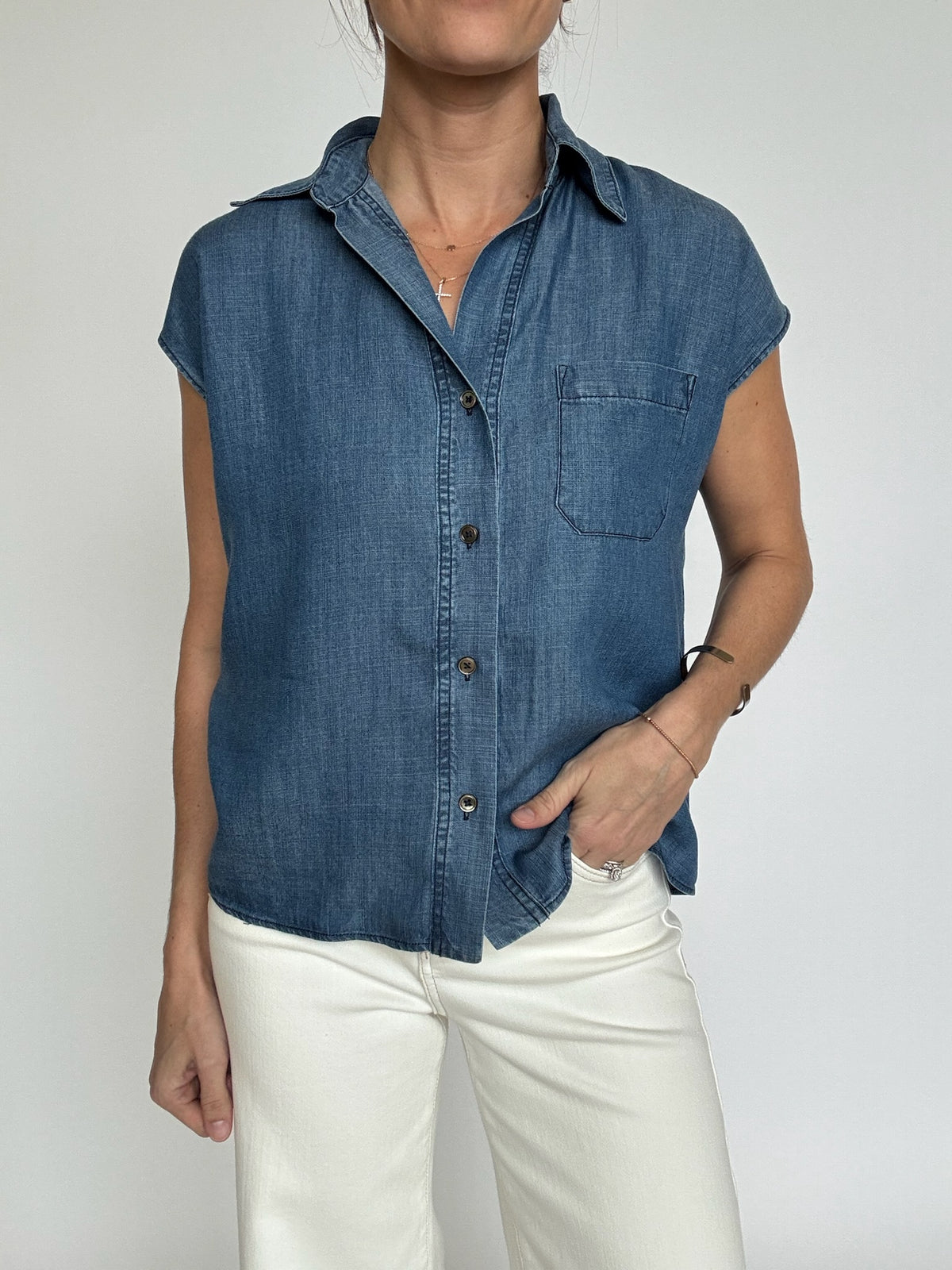 Sabrina Chambray Top