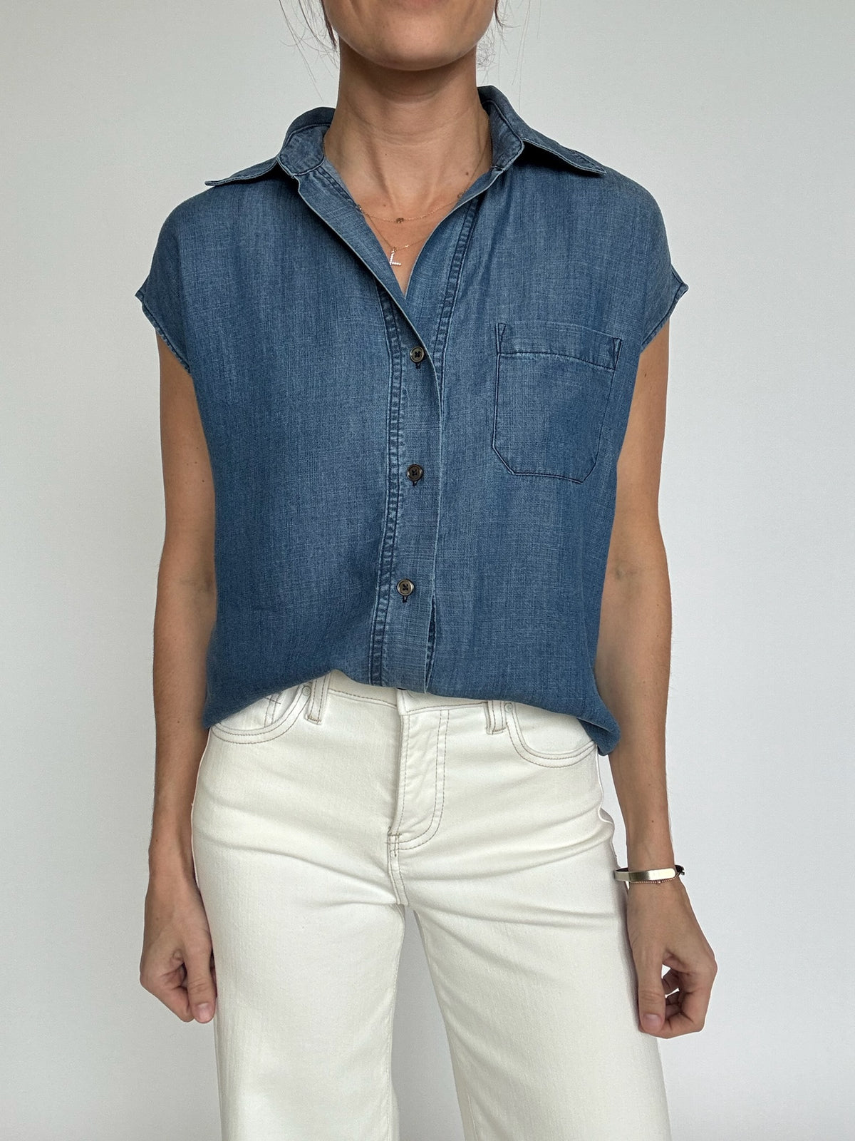 Sabrina Chambray Top