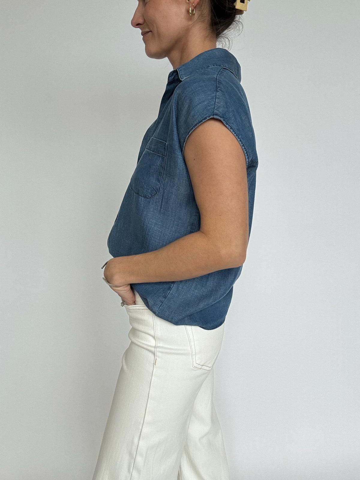 Sabrina Chambray Top